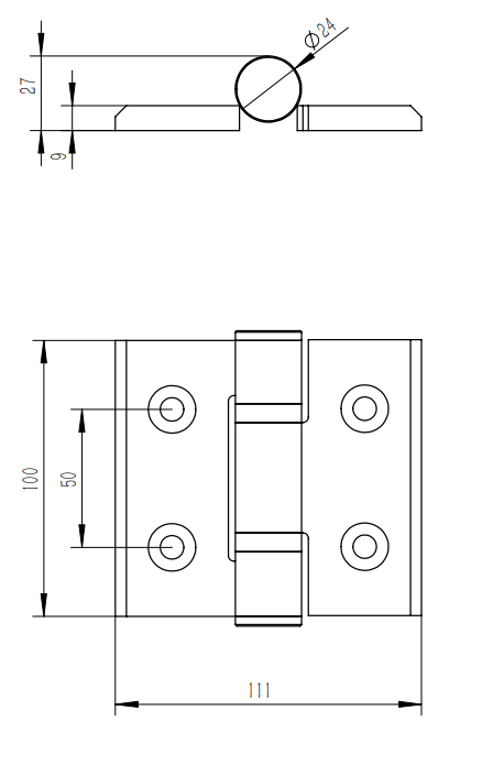 bolt on face mount bi fold gate center hinge